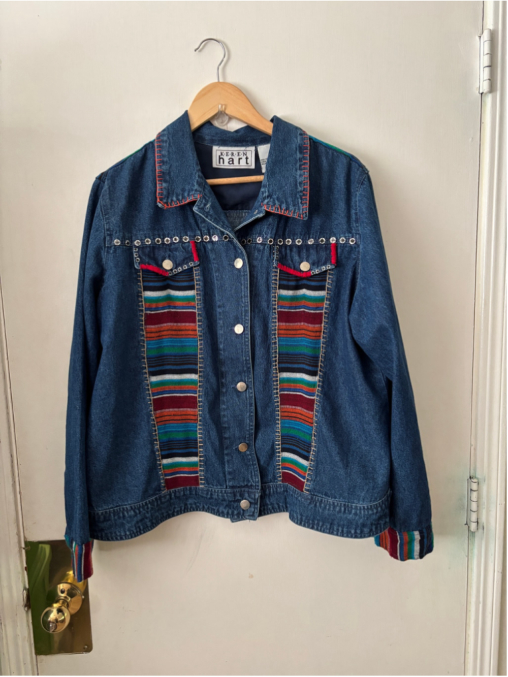 VTG Keren Hart denim jkt w southwst trim SZ XL